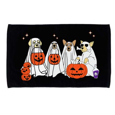 Dog Ghost Cute Dog Dressed As Ghost Funny Halloween Dog Microfiber Hand Towel