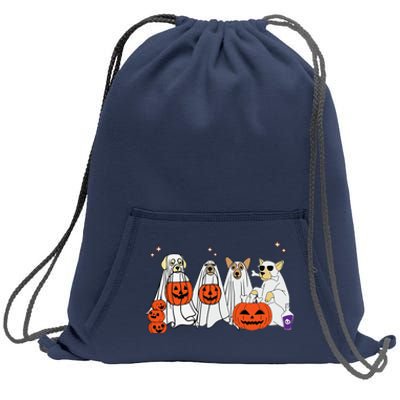 Dog Ghost Cute Dog Dressed As Ghost Funny Halloween Dog Sweatshirt Cinch Pack Bag