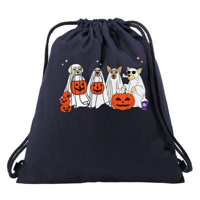 Dog Ghost Cute Dog Dressed As Ghost Funny Halloween Dog Drawstring Bag