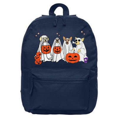 Dog Ghost Cute Dog Dressed As Ghost Funny Halloween Dog 16 in Basic Backpack