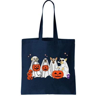 Dog Ghost Cute Dog Dressed As Ghost Funny Halloween Dog Tote Bag