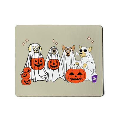 Dog Ghost Cute Dog Dressed As Ghost Funny Halloween Dog Mousepad