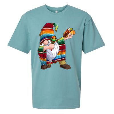 Dabbing Gnome Cinco De Mayo Taco Poncho Serape Mexican Sueded Cloud Jersey T-Shirt