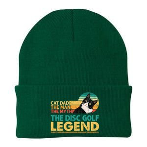 Disc Golf Cat The Disc Golf Legend Outfit Retro Sunset Knit Cap Winter Beanie