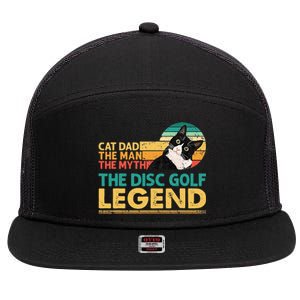 Disc Golf Cat The Disc Golf Legend Outfit Retro Sunset 7 Panel Mesh Trucker Snapback Hat