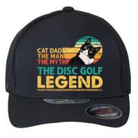 Disc Golf Cat The Disc Golf Legend Outfit Retro Sunset Flexfit Unipanel Trucker Cap