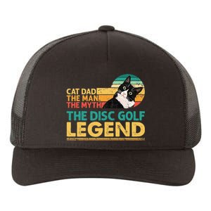 Disc Golf Cat The Disc Golf Legend Outfit Retro Sunset Yupoong Adult 5-Panel Trucker Hat