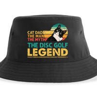 Disc Golf Cat The Disc Golf Legend Outfit Retro Sunset Sustainable Bucket Hat