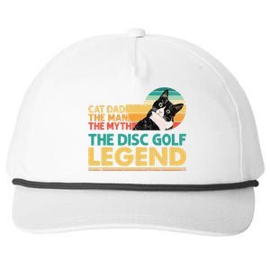 Disc Golf Cat The Disc Golf Legend Outfit Retro Sunset Snapback Five-Panel Rope Hat