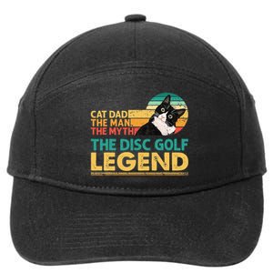 Disc Golf Cat The Disc Golf Legend Outfit Retro Sunset 7-Panel Snapback Hat