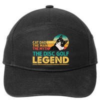 Disc Golf Cat The Disc Golf Legend Outfit Retro Sunset 7-Panel Snapback Hat