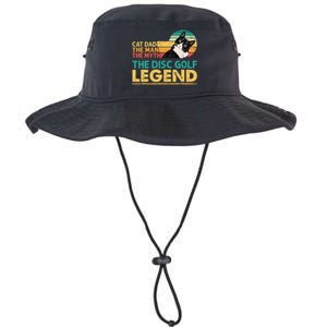 Disc Golf Cat The Disc Golf Legend Outfit Retro Sunset Legacy Cool Fit Booney Bucket Hat