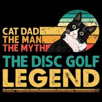 Disc Golf Cat The Disc Golf Legend Outfit Retro Sunset Flat Bill Trucker Hat