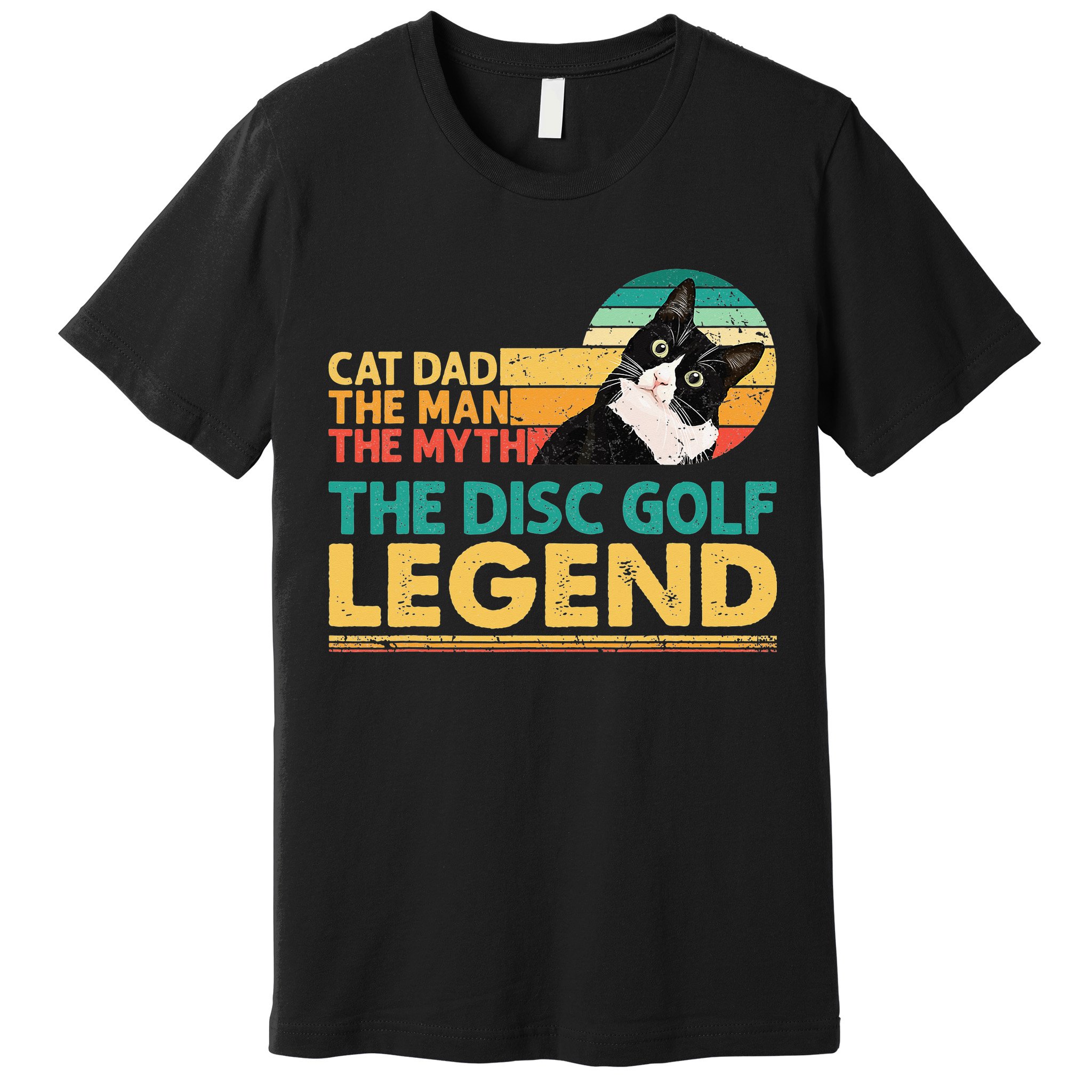 Disc Golf Cat The Disc Golf Legend Outfit Retro Sunset Premium T-Shirt