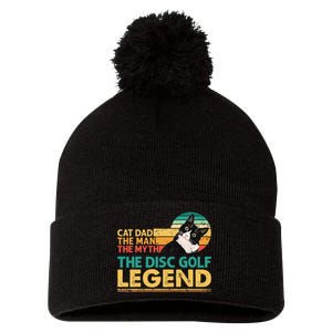 Disc Golf Cat The Disc Golf Legend Outfit Retro Sunset Pom Pom 12in Knit Beanie