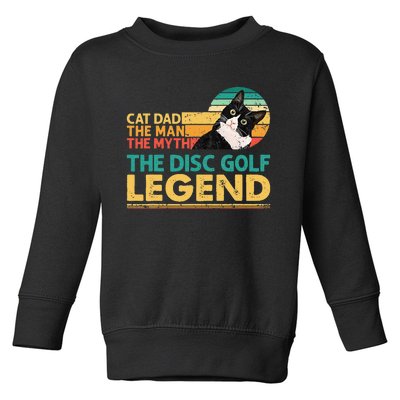 Disc Golf Cat The Disc Golf Legend Outfit Retro Sunset Toddler Sweatshirt