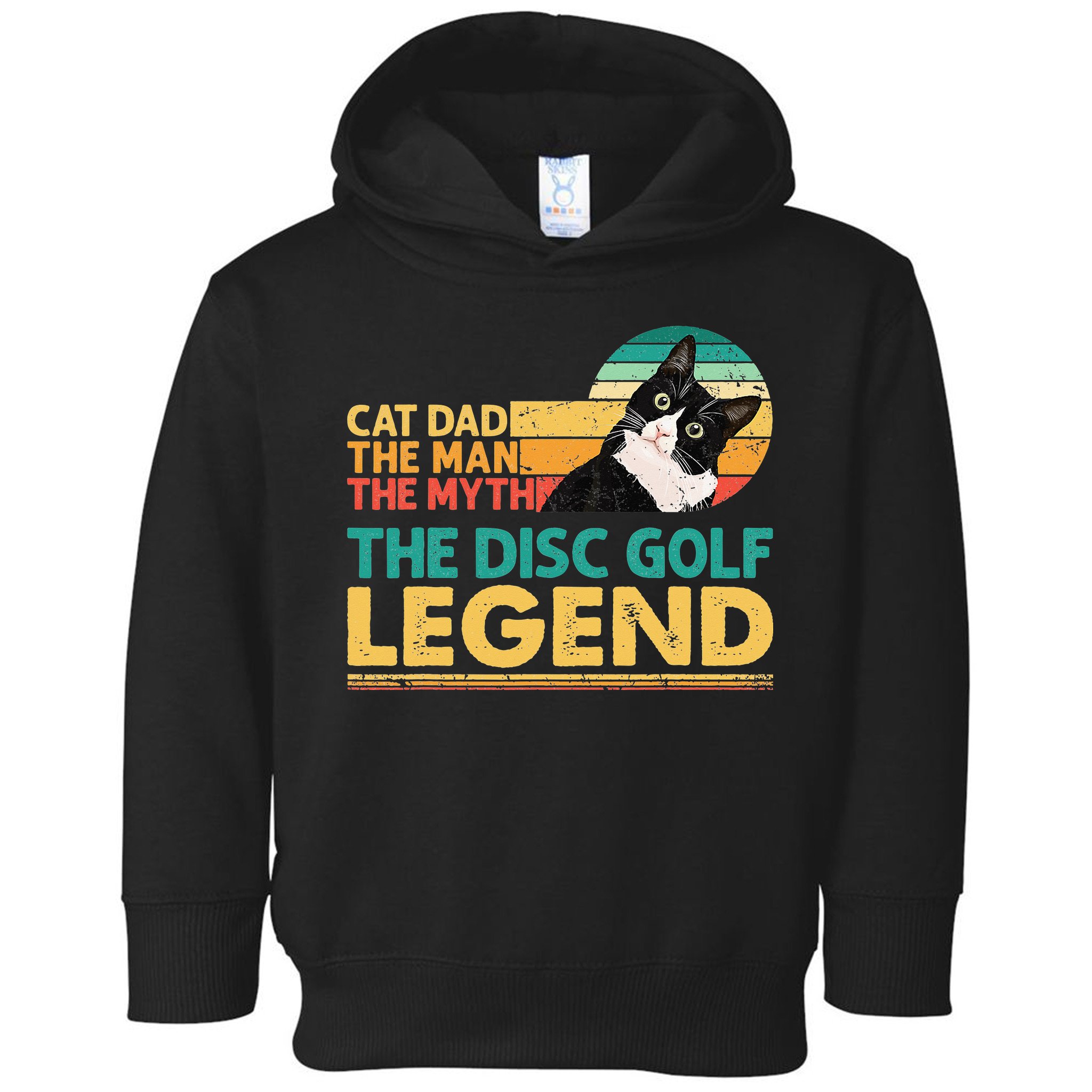 Disc Golf Cat The Disc Golf Legend Outfit Retro Sunset Toddler Hoodie