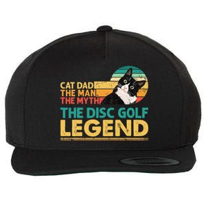 Disc Golf Cat The Disc Golf Legend Outfit Retro Sunset Wool Snapback Cap