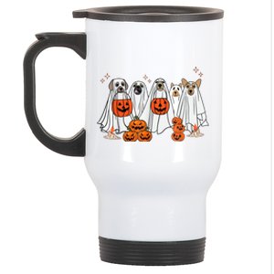 Dog Ghost Cute Dog Dressed As Ghost Funny Halloween Dog Stainless Steel Travel Mug