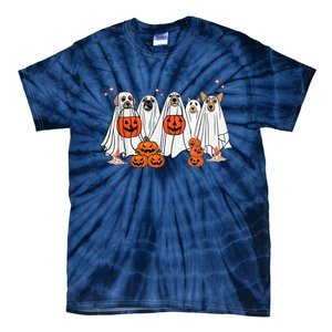 Dog Ghost Cute Dog Dressed As Ghost Funny Halloween Dog Tie-Dye T-Shirt