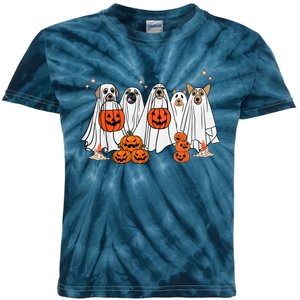 Dog Ghost Cute Dog Dressed As Ghost Funny Halloween Dog Kids Tie-Dye T-Shirt