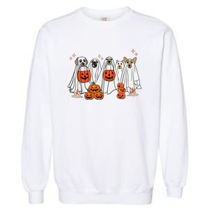 Dog Ghost Cute Dog Dressed As Ghost Funny Halloween Dog Garment-Dyed Sweatshirt