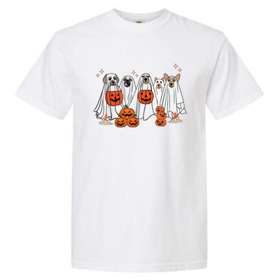 Dog Ghost Cute Dog Dressed As Ghost Funny Halloween Dog Garment-Dyed Heavyweight T-Shirt