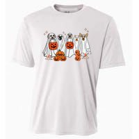 Dog Ghost Cute Dog Dressed As Ghost Funny Halloween Dog Cooling Performance Crew T-Shirt