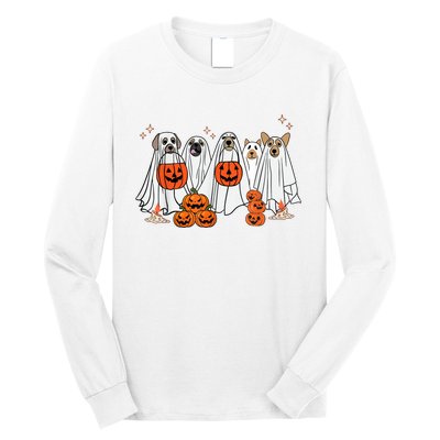 Dog Ghost Cute Dog Dressed As Ghost Funny Halloween Dog Long Sleeve Shirt