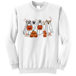 Dog Ghost Cute Dog Dressed As Ghost Funny Halloween Dog Sweatshirt