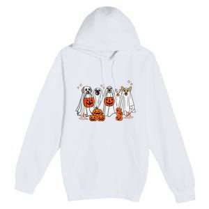 Dog Ghost Cute Dog Dressed As Ghost Funny Halloween Dog Premium Pullover Hoodie