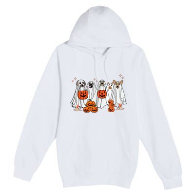 Dog Ghost Cute Dog Dressed As Ghost Funny Halloween Dog Premium Pullover Hoodie