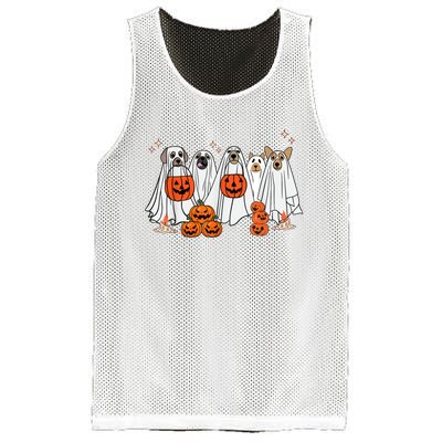 Dog Ghost Cute Dog Dressed As Ghost Funny Halloween Dog Mesh Reversible Basketball Jersey Tank