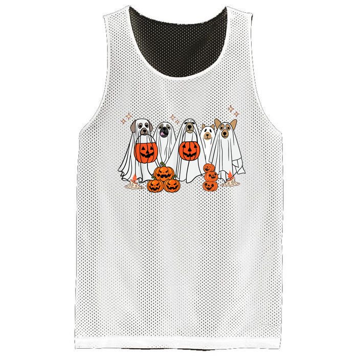 Dog Ghost Cute Dog Dressed As Ghost Funny Halloween Dog Mesh Reversible Basketball Jersey Tank