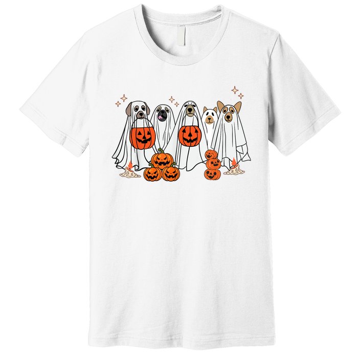 Dog Ghost Cute Dog Dressed As Ghost Funny Halloween Dog Premium T-Shirt