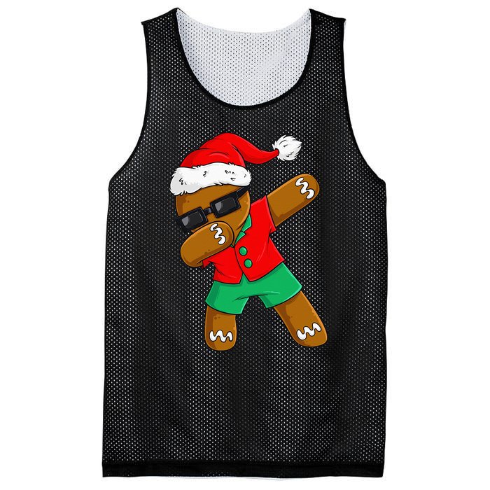 Dabbing Gingerbread Christmas In July Xmas Dab Mesh Reversible Basketball Jersey Tank