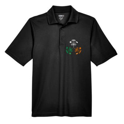 Disc Golf Clover Irish Flag Costume St Patricks Day Meaningful Gift Men's Origin Performance Pique Polo