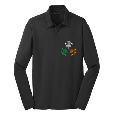 Disc Golf Clover Irish Flag Costume St Patricks Day Meaningful Gift Silk Touch Performance Long Sleeve Polo