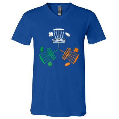 Disc Golf Clover Irish Flag Costume St Patricks Day Meaningful Gift V-Neck T-Shirt