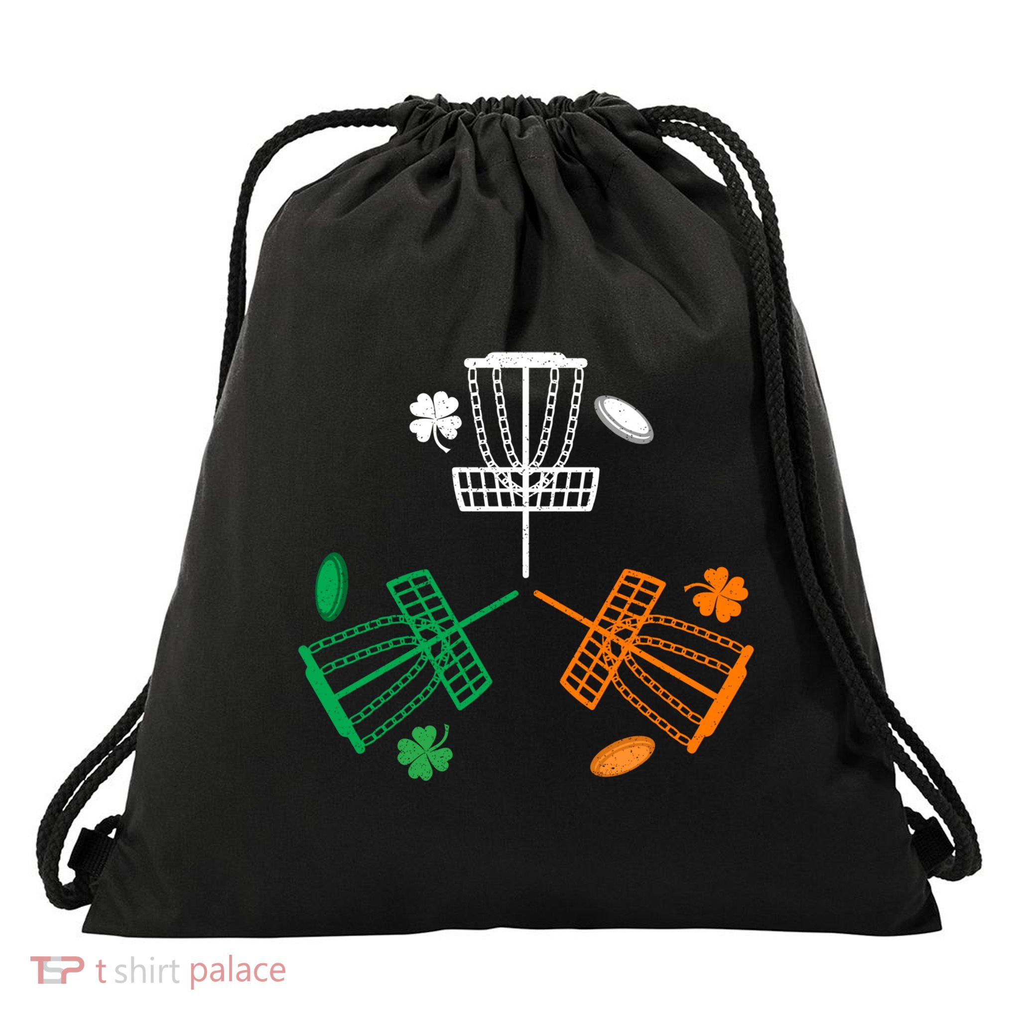 Disc Golf Clover Irish Flag Costume St Patricks Day Gift Drawstring Bag