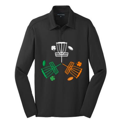 Disc Golf Clover Irish Flag Costume St Patricks Day Gift Silk Touch Performance Long Sleeve Polo