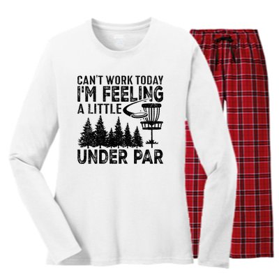 Disc Golf Can't Work Today A Little Under Par For Frisbee Golf Women's Long Sleeve Flannel Pajama Set 