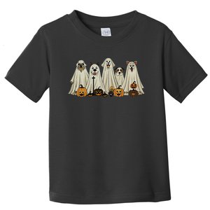 Dog Ghost Cute Dog Dressed As Ghost Funny Halloween Dog Toddler T-Shirt