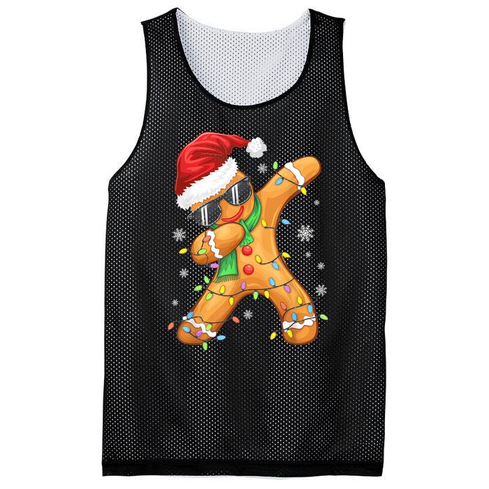 Dabbing Gingerbread Christmas Funny Xmas Dab Mesh Reversible Basketball Jersey Tank