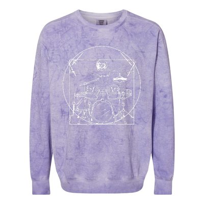 Drummer Gift Da Vinci Drums Drawing Present For Music Fans Colorblast Crewneck Sweatshirt