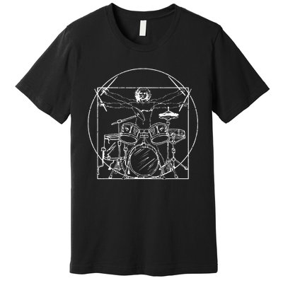 Drummer Gift Da Vinci Drums Drawing Present For Music Fans Premium T-Shirt