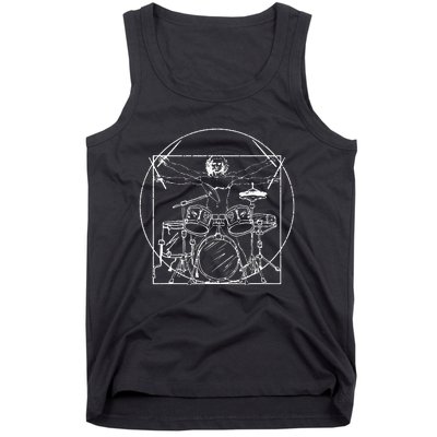 Drummer Gift Da Vinci Drums Drawing Present For Music Fans Tank Top