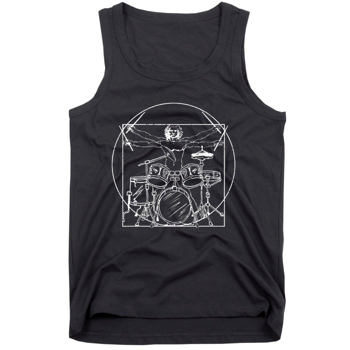 Drummer Gift Da Vinci Drums Drawing Present For Music Fans Tank Top