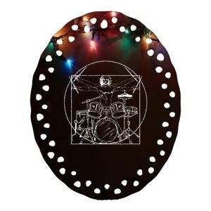 Drummer Gift Da Vinci Drums Drawing Present For Music Fans Ceramic Oval Ornament