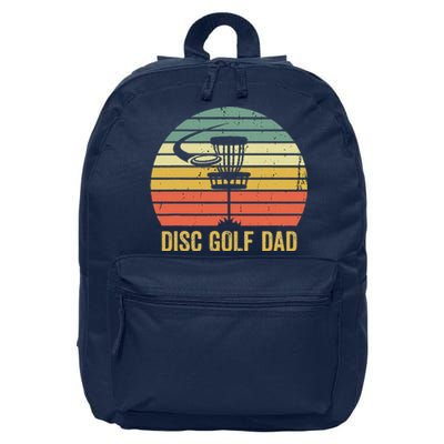 Disc Golf Dad Vintage Father's Day Frisbee Golfer Retro 16 in Basic Backpack